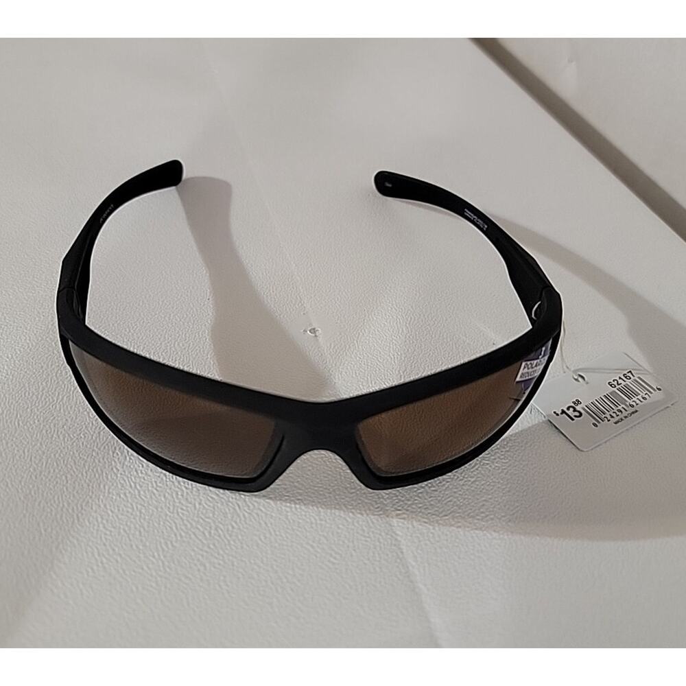 Piranha Spartan Brown Polarized Sport Sunglasses Black Frames Reduce Glare 62167